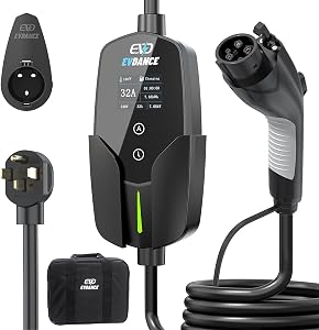 EVDANCE Level 2 EV Charger (32Amp, 240V, NEMA 14-50P), 7.68kW Fast Portable & Home Ele