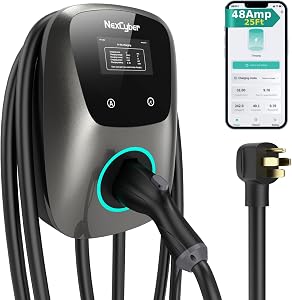 NexCyber Level 2 EV Charger(WiFi APP/Plug-Play), 48A Nema 14-50p, 25ft Cable ETL Certified