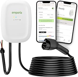 EMPORIA Level 2 EV Charger w/ J1772 Connector — 48 Amp, 240V WiFi Enabled Electric Vehicle
